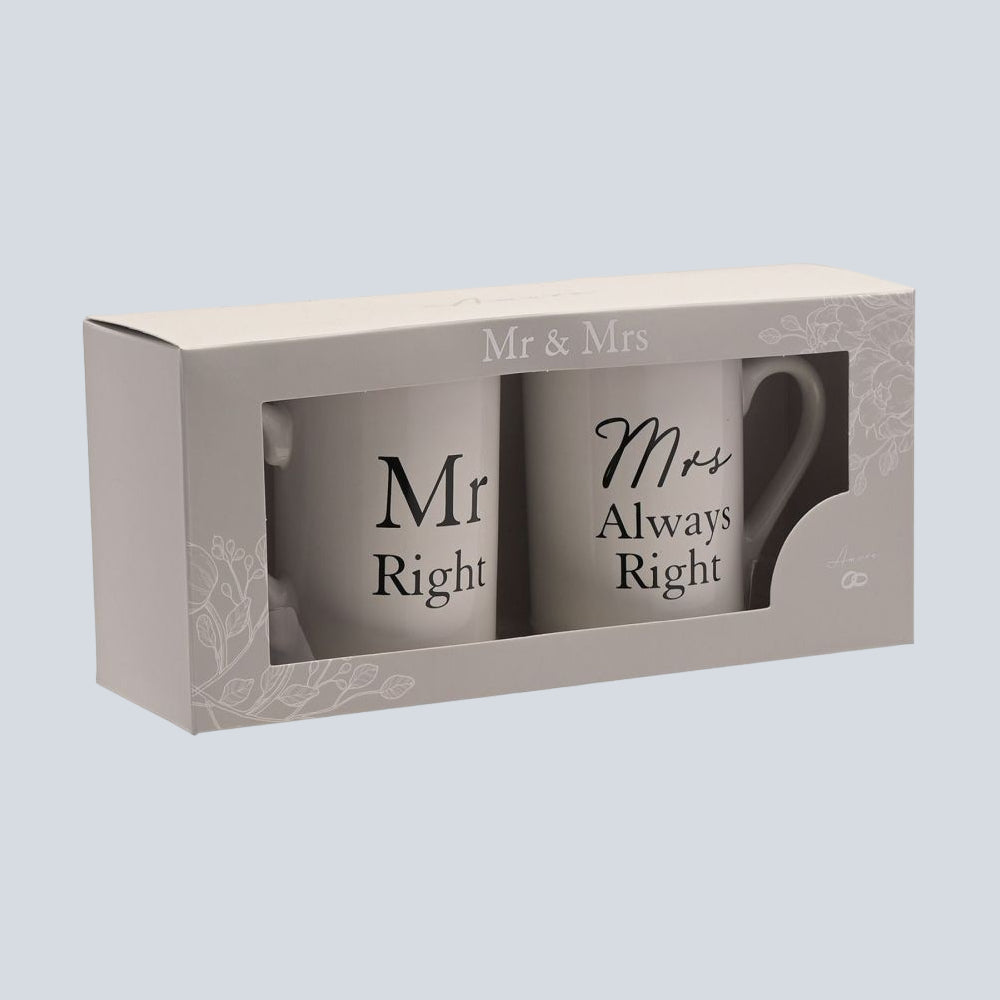 Amore 2 piece Mug Set - Mr. Right  Mrs. Always Right