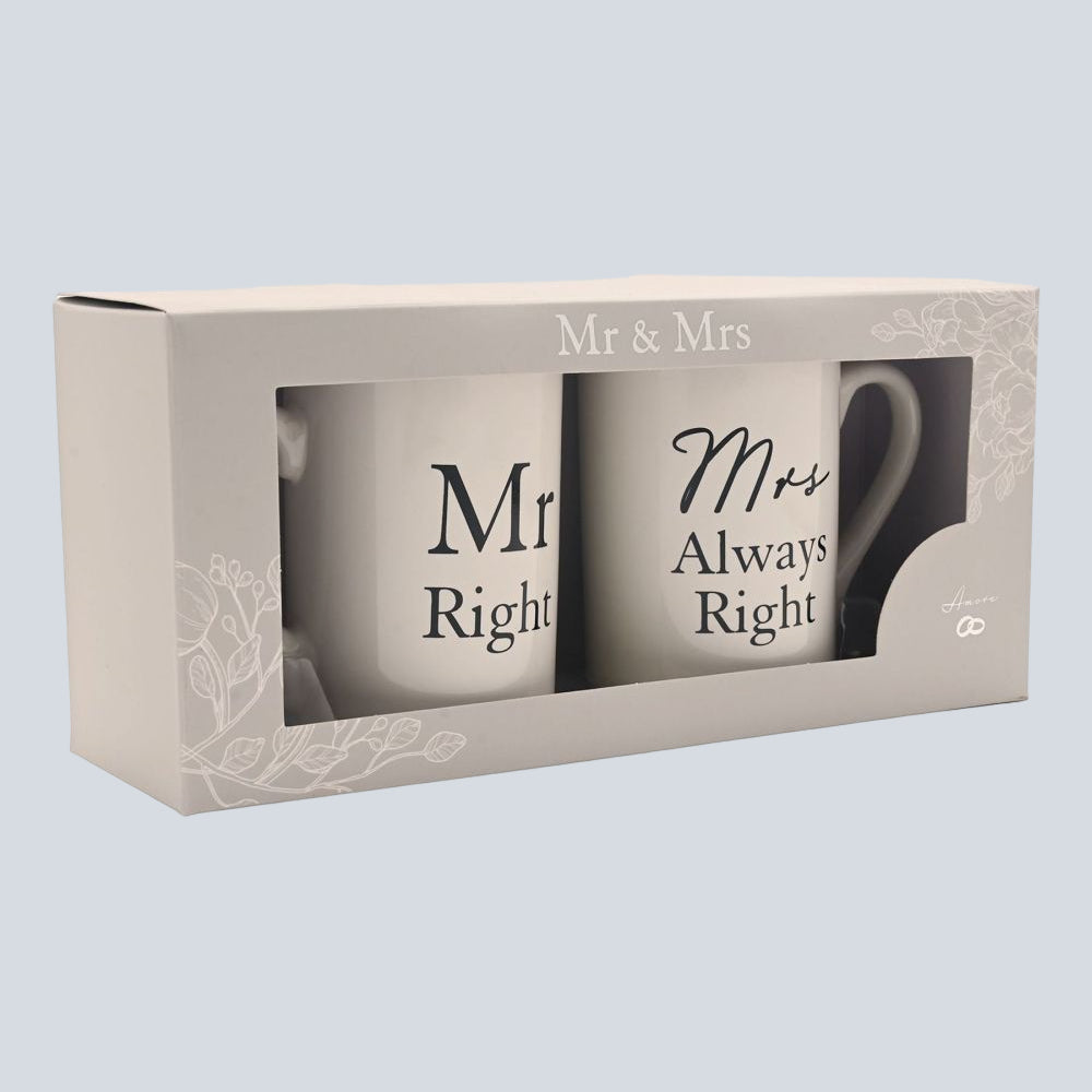 Amore 2 piece Mug Set - Mr. Right  Mrs. Always Right