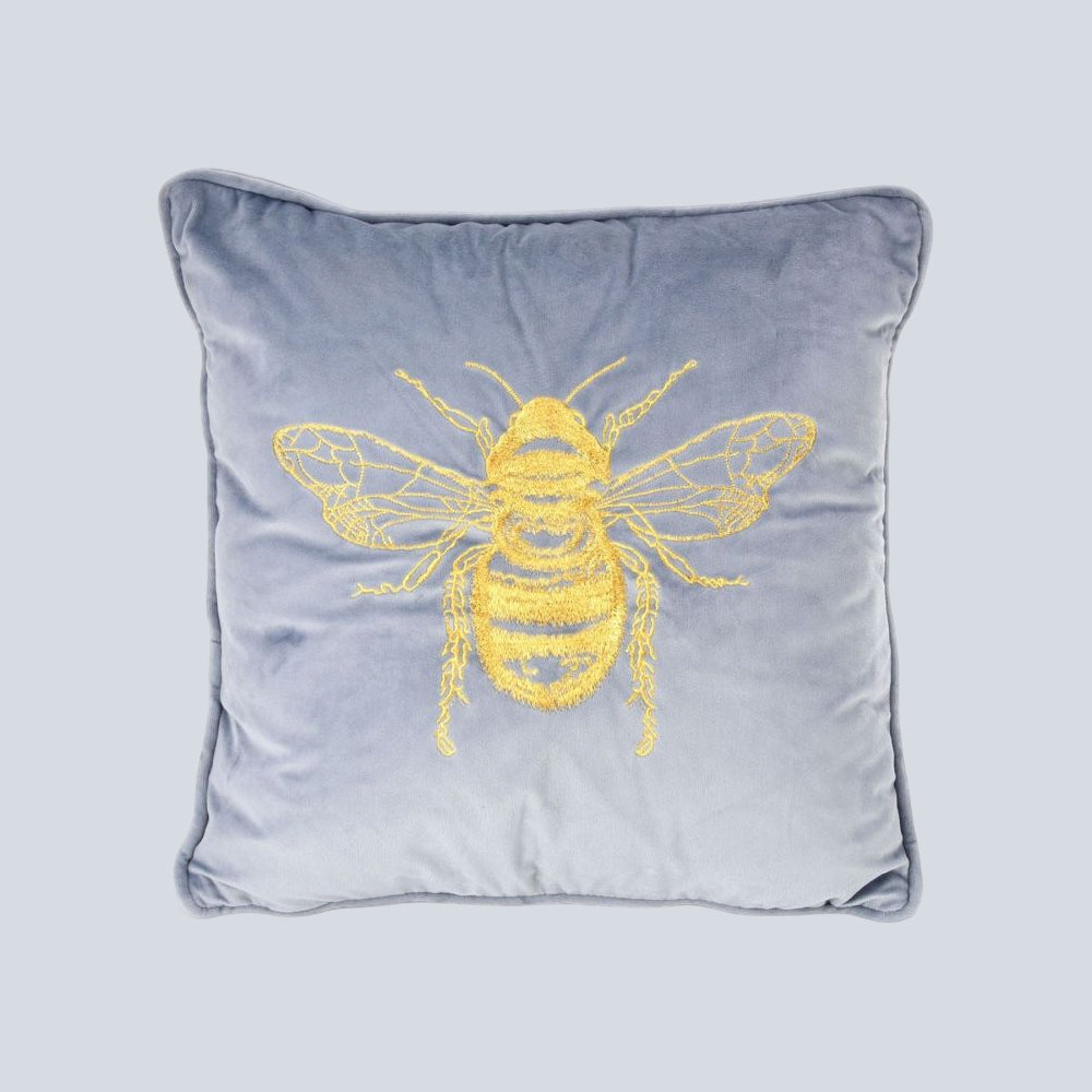 Hestia Gold Embroidered Bee Cushion