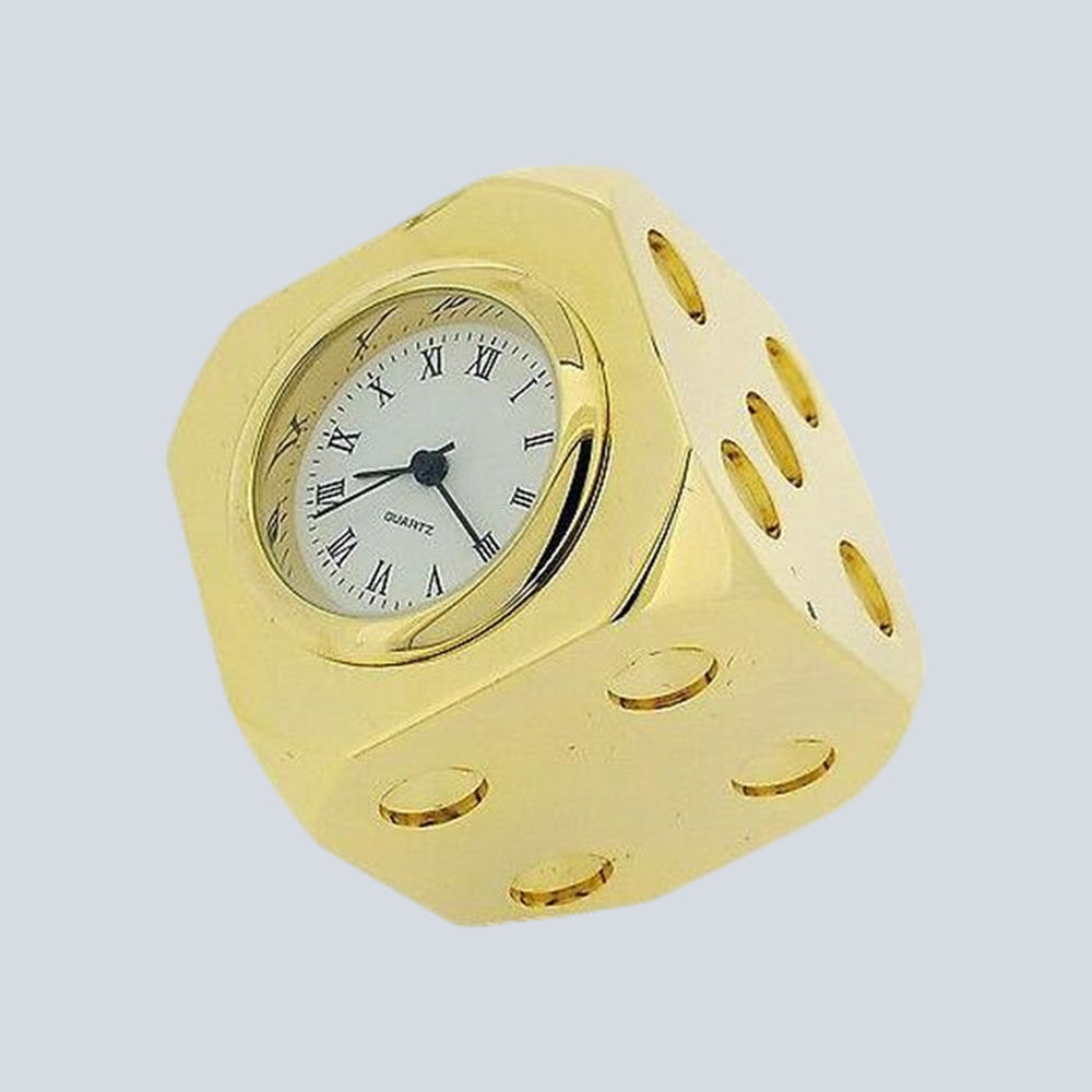 Miniature Clock - Gold Plated Dice