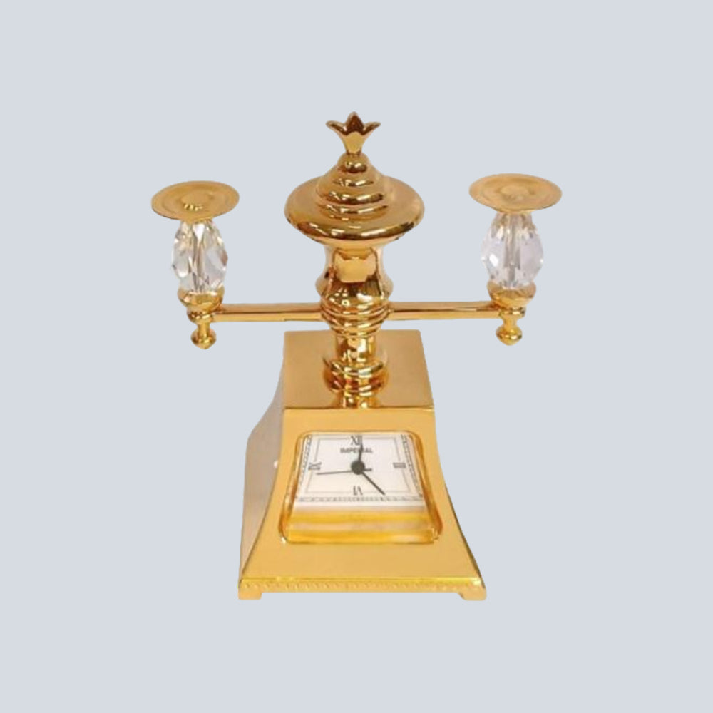 Miniature Clock - Gold Plated Glass Lamp