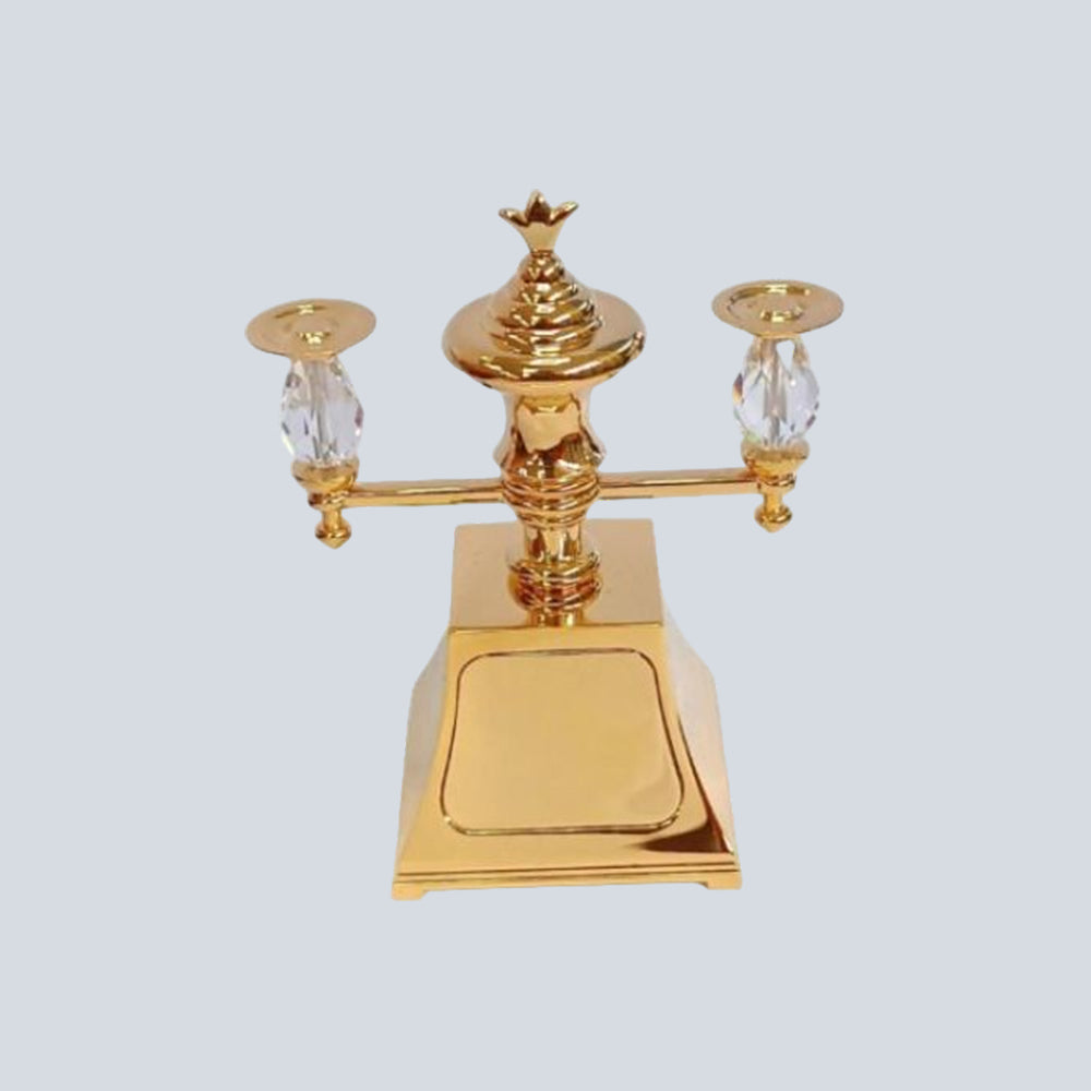 Miniature Clock - Gold Plated Glass Lamp