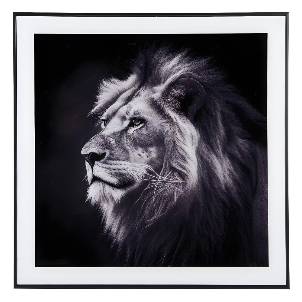 Photo Art Lion Glass Black & White