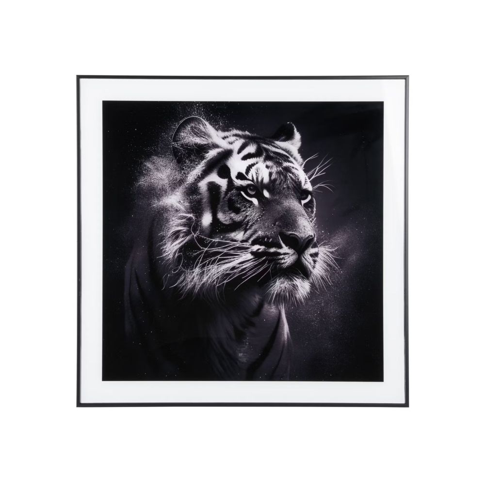 Photo Art Tiger Glass Black & White